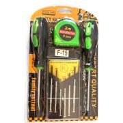 Набор инструментов 4 пред. (отвертка +, отвертка -, рулетка 2м, набор малых отверток) FAMILY F-15