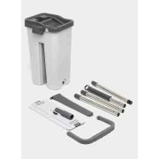 Швабра с отжимом, телескоп. ручка 130см, с двухкамерным ведром 6л, 2 насадки в комплекте, серое,