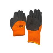 Акриловые перчатки (оранж) вспененное латексное покрытие (черный), утепленные 300# 1/12/480