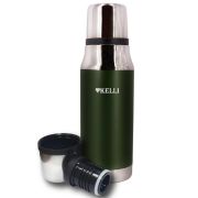 Термос 0,75л из нержавеющей стали KL-0919 Зеленый, винтовая пробка, сохранение тепла 24ч