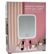 Зеркало настольное с подставкой и подсветкой белое LS01