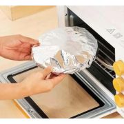 Фольгированные пакеты-крышки на резинке  для запекания ø21см в уп. 10 штук.